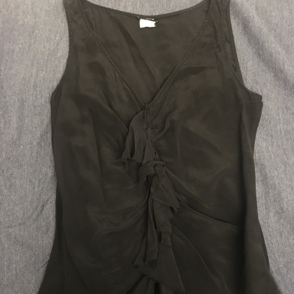 JCrew Silk Black Ruffle Top - Size 0